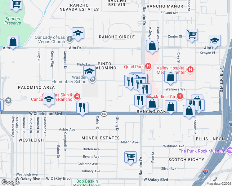 map of restaurants, bars, coffee shops, grocery stores, and more near 824 Trotter Circle in Las Vegas