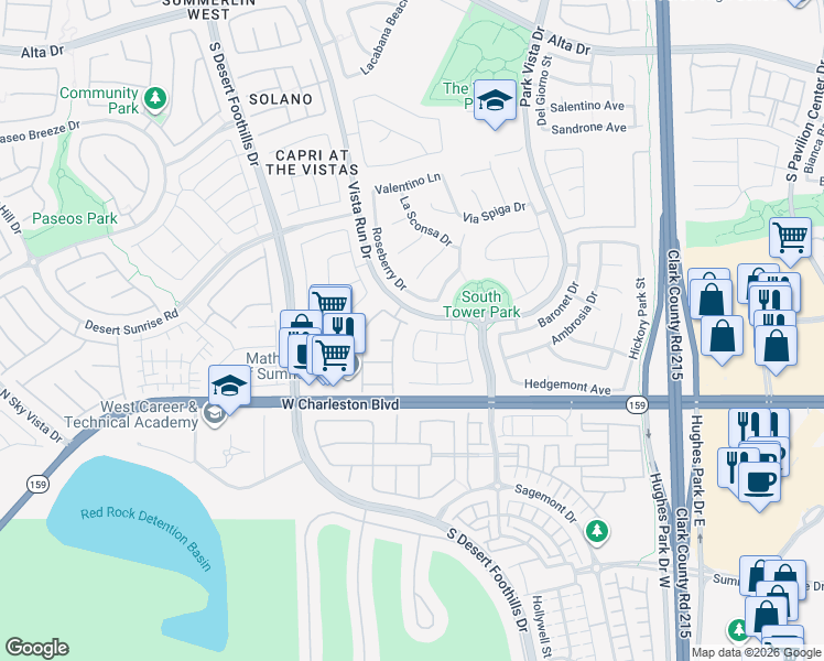 map of restaurants, bars, coffee shops, grocery stores, and more near 11460 Drappo Avenue in Las Vegas
