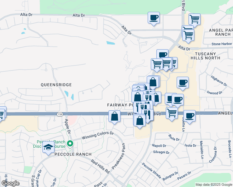 map of restaurants, bars, coffee shops, grocery stores, and more near 905 Collingtree Street in Las Vegas