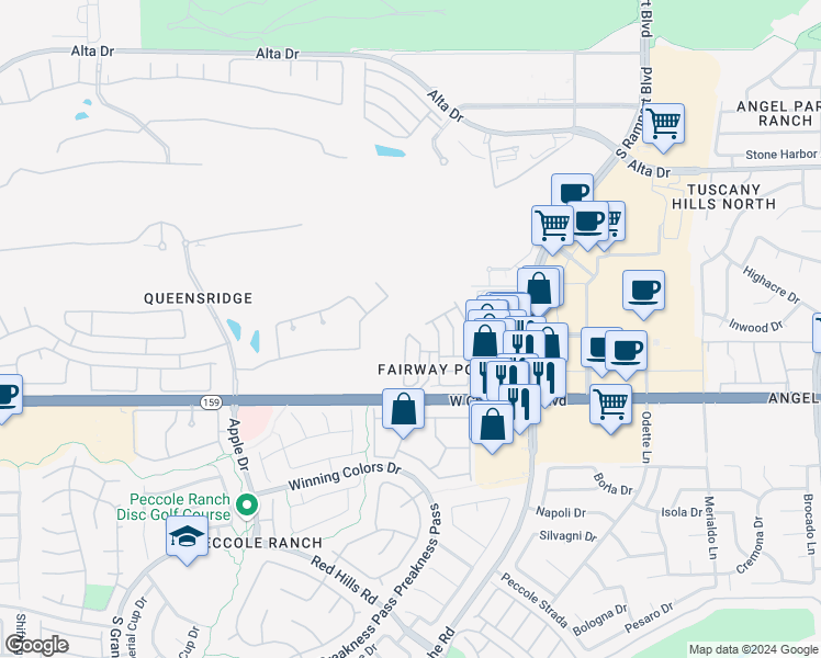 map of restaurants, bars, coffee shops, grocery stores, and more near 905 Collingtree Street in Las Vegas