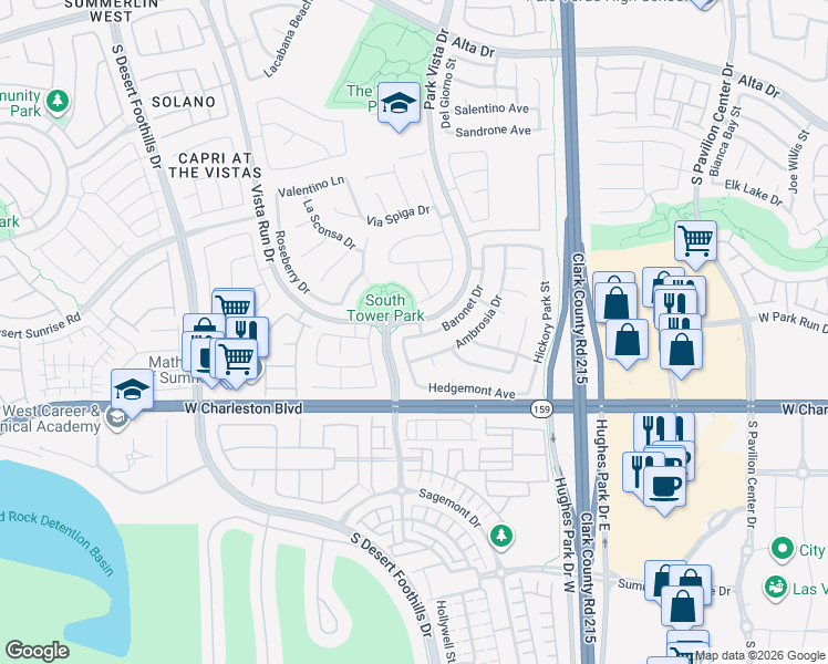 map of restaurants, bars, coffee shops, grocery stores, and more near 944 Viscanio Place in Las Vegas