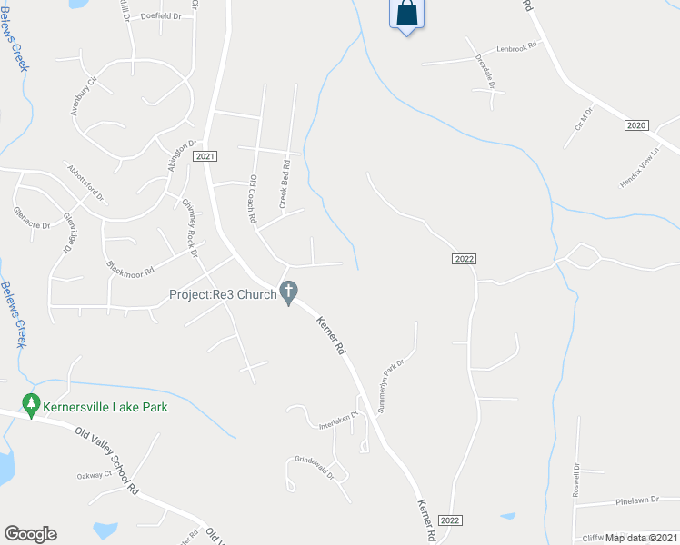 map of restaurants, bars, coffee shops, grocery stores, and more near 1454 Old Coach Road in Kernersville