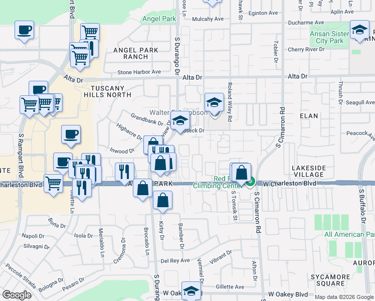 map of restaurants, bars, coffee shops, grocery stores, and more near 900 Heavenly Hill Court in Las Vegas