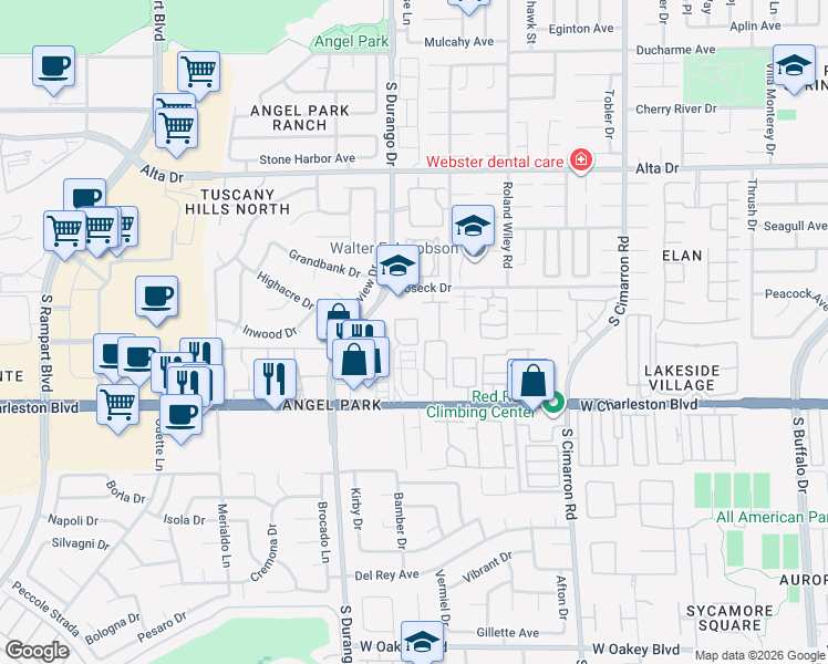 map of restaurants, bars, coffee shops, grocery stores, and more near 900 Heavenly Hill Court in Las Vegas