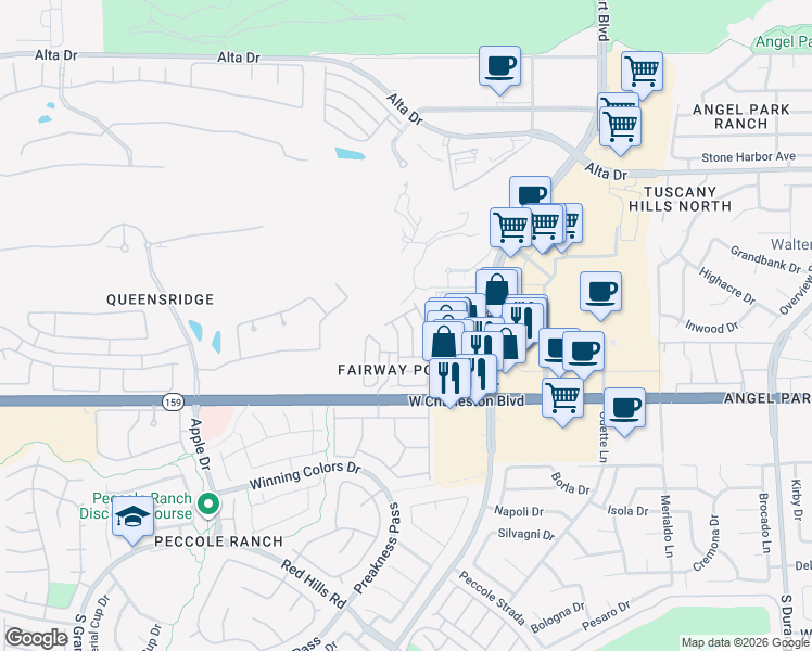 map of restaurants, bars, coffee shops, grocery stores, and more near 939 Paisley Street in Las Vegas