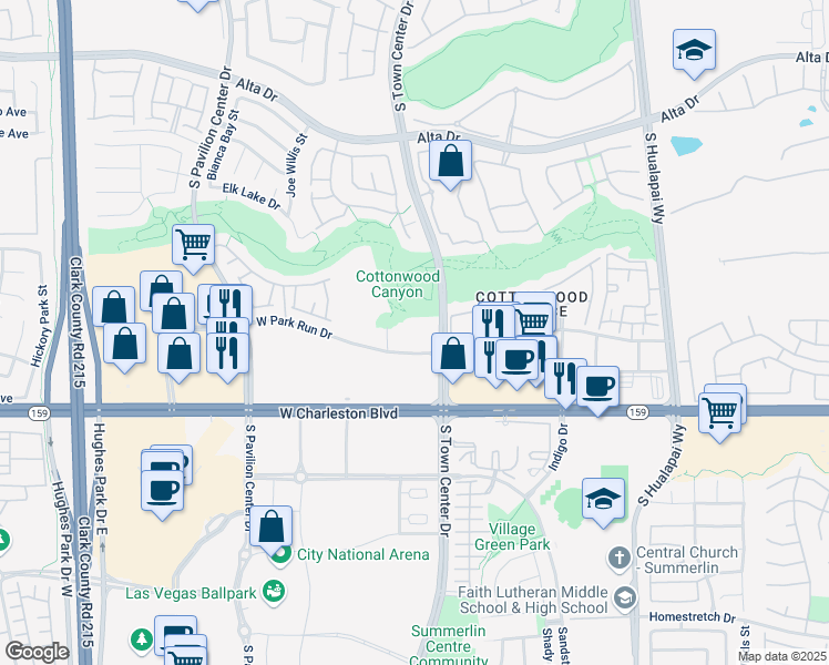 map of restaurants, bars, coffee shops, grocery stores, and more near 10550 W Park Run Dr in Las Vegas