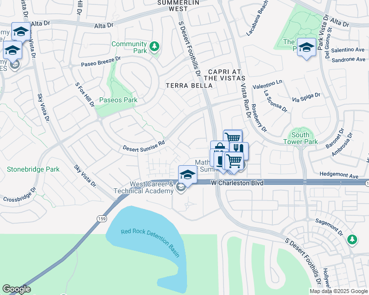 map of restaurants, bars, coffee shops, grocery stores, and more near 875 Pantara Place in Las Vegas