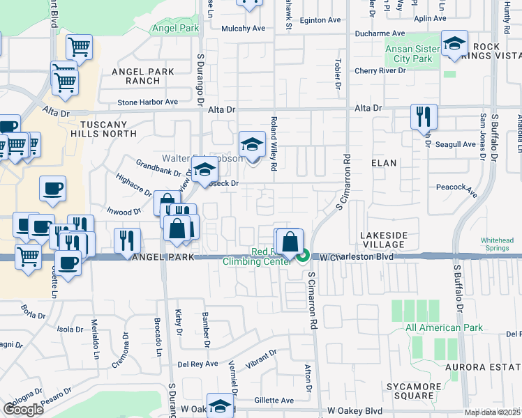 map of restaurants, bars, coffee shops, grocery stores, and more near 8301 Boseck Drive in Las Vegas