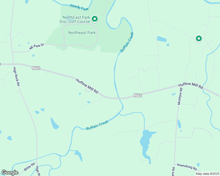 map of restaurants, bars, coffee shops, grocery stores, and more near 3527 Huffine Mill Road in Gibsonville
