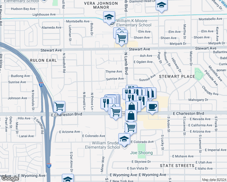 map of restaurants, bars, coffee shops, grocery stores, and more near 4232 Brockton Green Court in Las Vegas