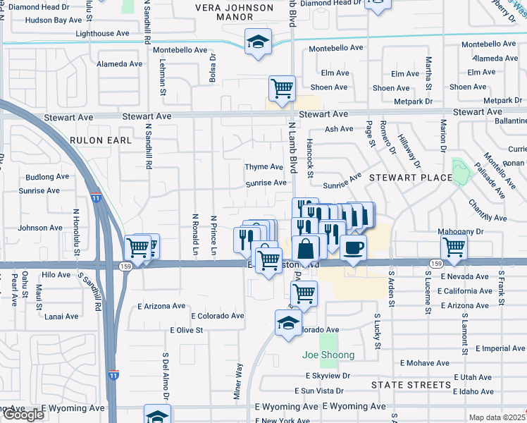 map of restaurants, bars, coffee shops, grocery stores, and more near 4232 Brockton Green Court in Las Vegas