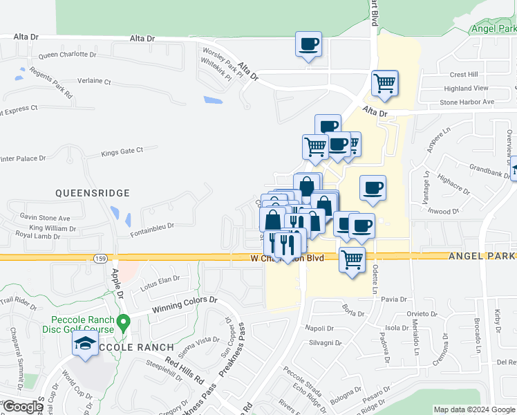map of restaurants, bars, coffee shops, grocery stores, and more near 943 Coatbridge Street in Las Vegas