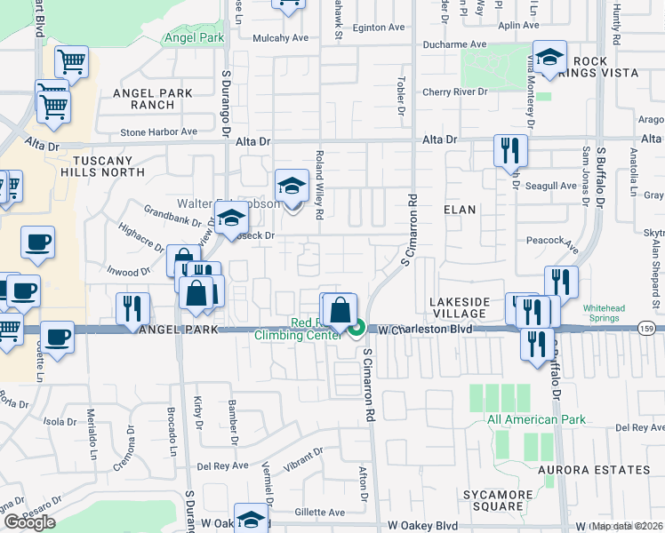map of restaurants, bars, coffee shops, grocery stores, and more near 8244 Ogee Drive in Las Vegas
