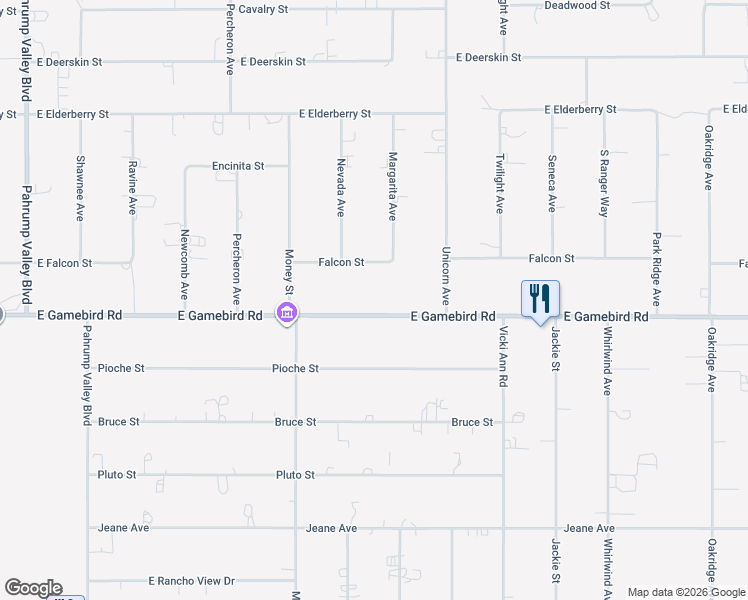 map of restaurants, bars, coffee shops, grocery stores, and more near 1861 Falcon Street in Pahrump