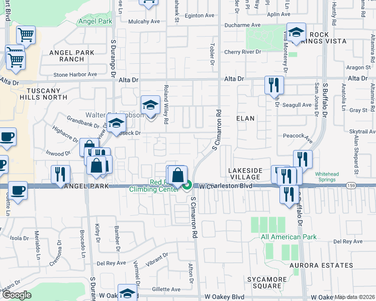 map of restaurants, bars, coffee shops, grocery stores, and more near 8220 Gunther Circle in Las Vegas