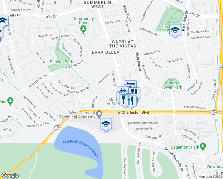 map of restaurants, bars, coffee shops, grocery stores, and more near 11824 Bussero Court in Las Vegas