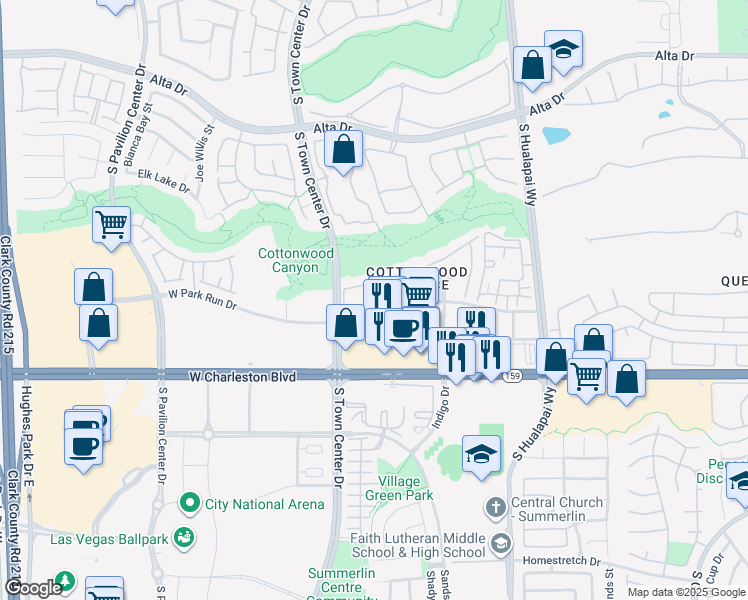map of restaurants, bars, coffee shops, grocery stores, and more near 10324 Juniper Creek Lane in Las Vegas