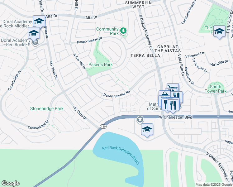 map of restaurants, bars, coffee shops, grocery stores, and more near 921 Las Palomas Drive in Las Vegas