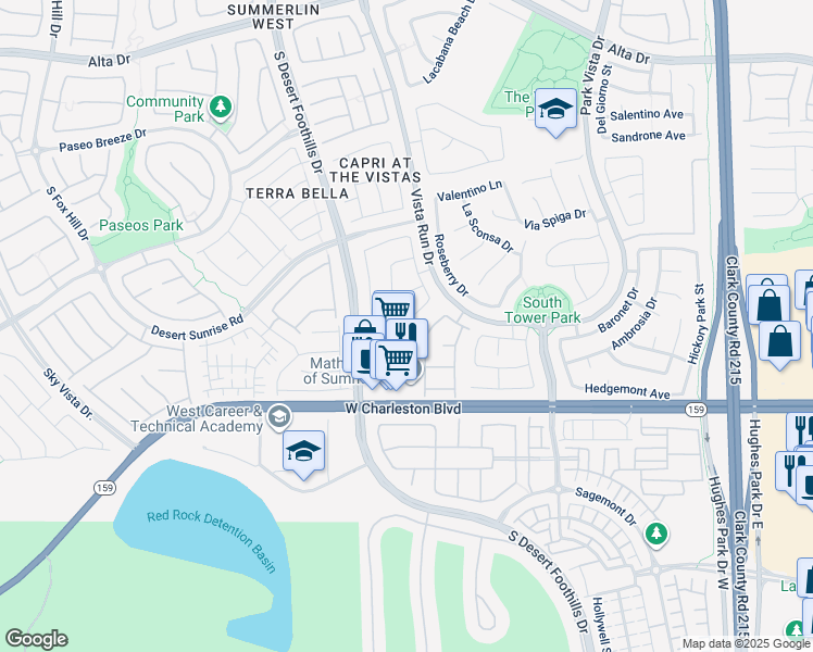 map of restaurants, bars, coffee shops, grocery stores, and more near 11653 Royal Derwent Drive in Las Vegas