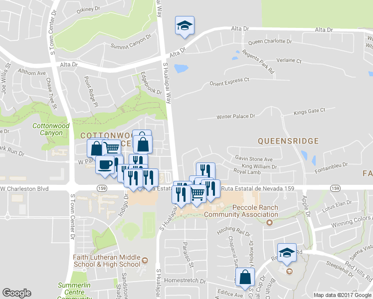 map of restaurants, bars, coffee shops, grocery stores, and more near 721 Sir James Bridge in Las Vegas