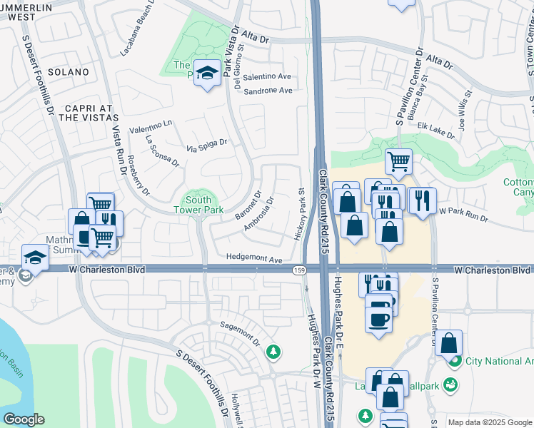 map of restaurants, bars, coffee shops, grocery stores, and more near 965 Ambrosia Drive in Las Vegas