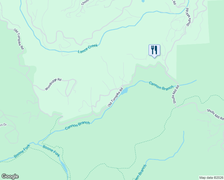 map of restaurants, bars, coffee shops, grocery stores, and more near 244 Wild Blackberry Hill Road in Boone
