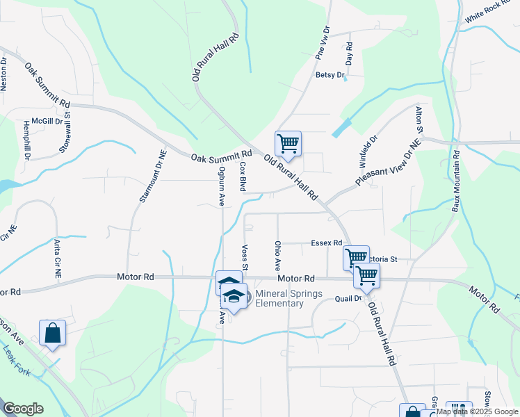 map of restaurants, bars, coffee shops, grocery stores, and more near 5220 Cox Boulevard Northeast in Winston-Salem