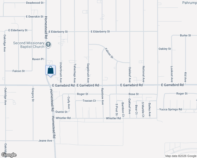 map of restaurants, bars, coffee shops, grocery stores, and more near 3950 Rainbow Avenue in Pahrump