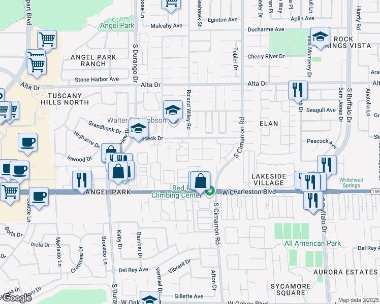 map of restaurants, bars, coffee shops, grocery stores, and more near 8257 Gunther Circle in Las Vegas