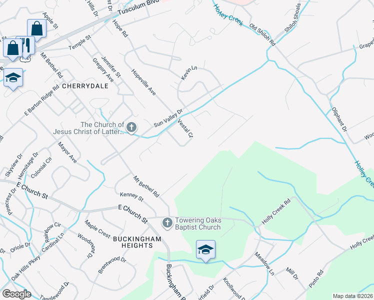 map of restaurants, bars, coffee shops, grocery stores, and more near 1119 Vestal Ct in Greeneville