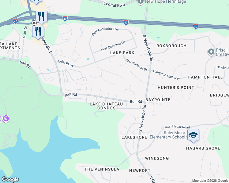 map of restaurants, bars, coffee shops, grocery stores, and more near 412 Montego Cove in Nashville