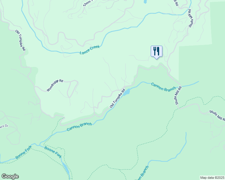 map of restaurants, bars, coffee shops, grocery stores, and more near 244 Wild Blackberry Hill Road in Boone