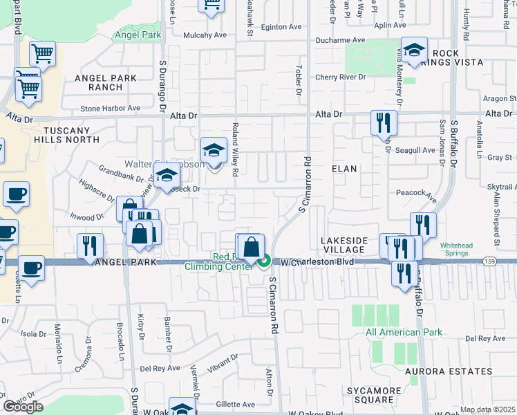 map of restaurants, bars, coffee shops, grocery stores, and more near 8221 Gunther Circle in Las Vegas