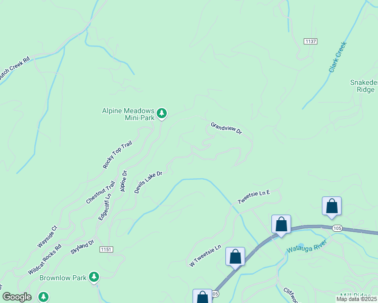 map of restaurants, bars, coffee shops, grocery stores, and more near 813 Devils Lake Drive in Seven Devils