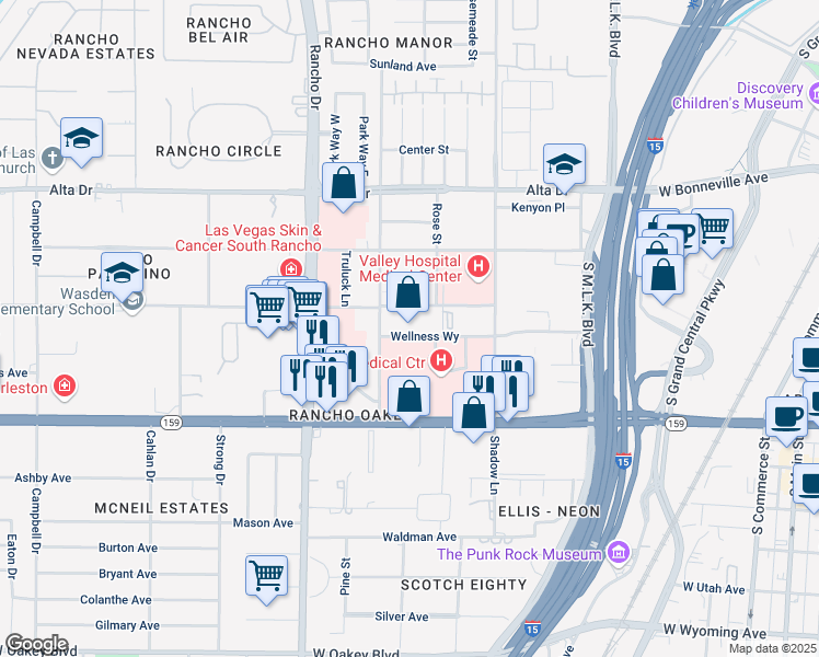 map of restaurants, bars, coffee shops, grocery stores, and more near 2020 Goldring Ave in Las Vegas