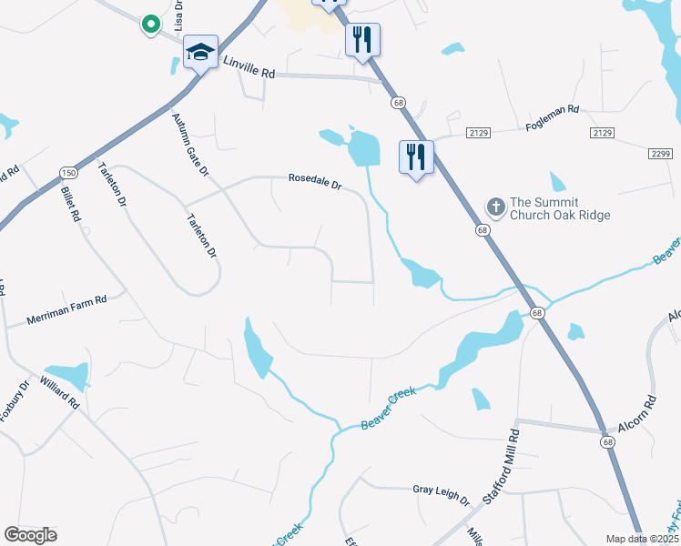 map of restaurants, bars, coffee shops, grocery stores, and more near 8502 Twelve Gables Place in Oak Ridge