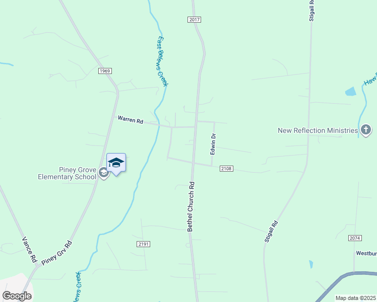 map of restaurants, bars, coffee shops, grocery stores, and more near Bethel Church Road in Kernersville