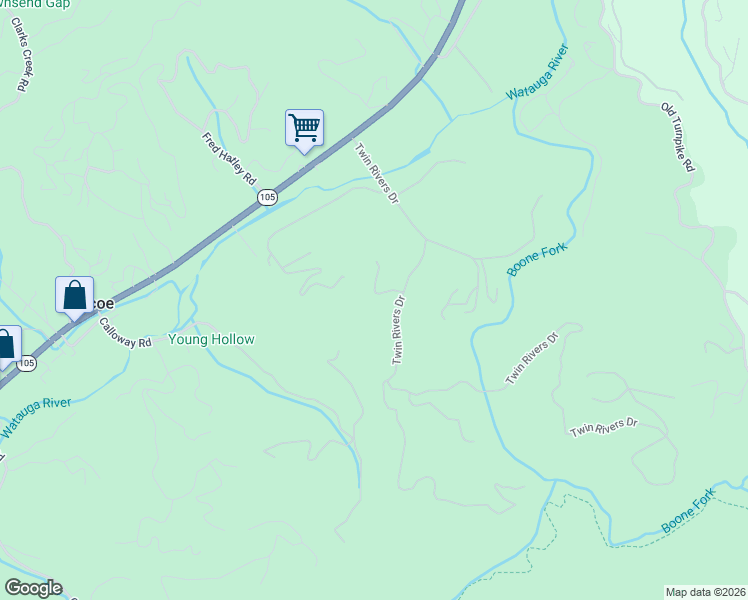 map of restaurants, bars, coffee shops, grocery stores, and more near Wasatch Drive in Boone