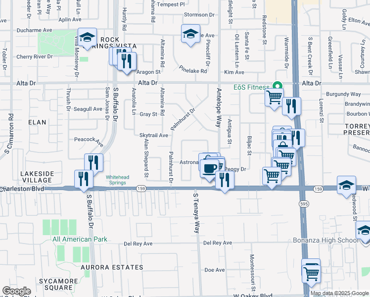 map of restaurants, bars, coffee shops, grocery stores, and more near 829 Eugene Cernan Street in Las Vegas