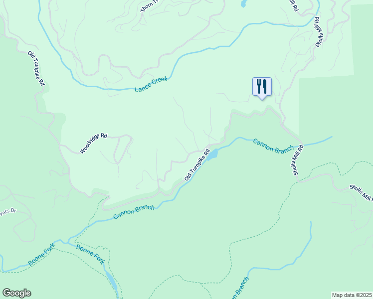map of restaurants, bars, coffee shops, grocery stores, and more near 244 Wild Blackberry Hill Road in Boone