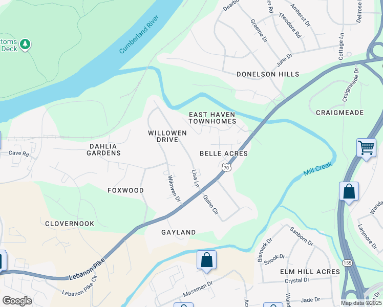 map of restaurants, bars, coffee shops, grocery stores, and more near 245 Lisa Lane in Nashville