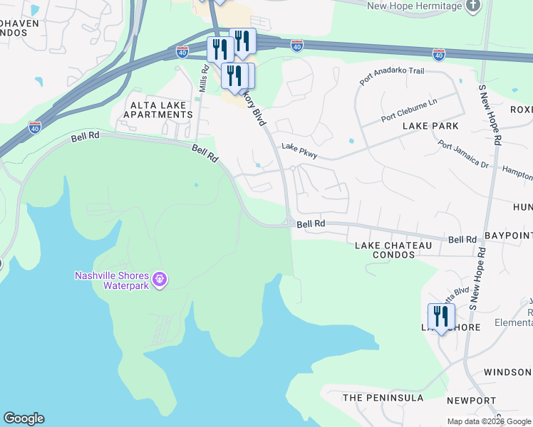map of restaurants, bars, coffee shops, grocery stores, and more near 801 Arbor Lake Boulevard in Nashville
