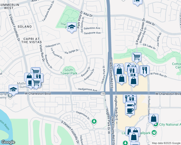 map of restaurants, bars, coffee shops, grocery stores, and more near 965 Ambrosia Drive in Las Vegas