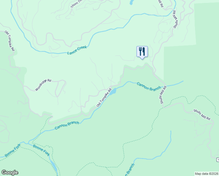 map of restaurants, bars, coffee shops, grocery stores, and more near 2311 Old Turnpike Road in Boone