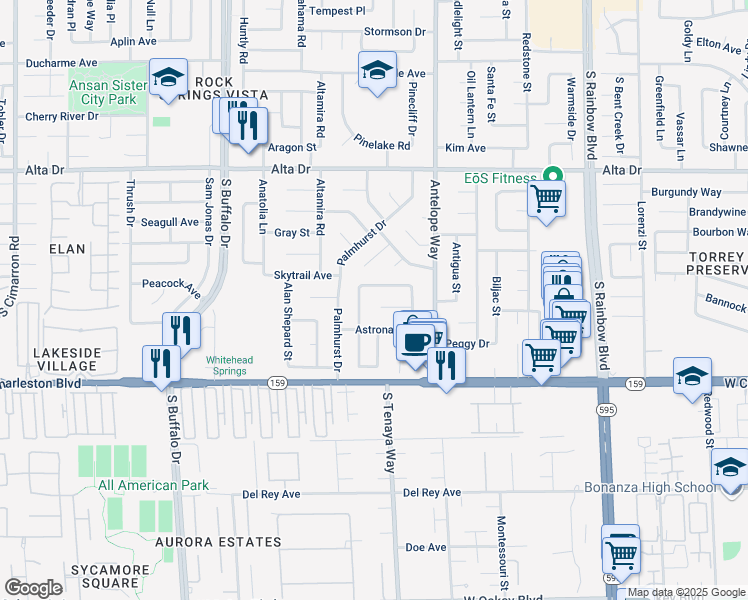 map of restaurants, bars, coffee shops, grocery stores, and more near 829 Eugene Cernan Street in Las Vegas