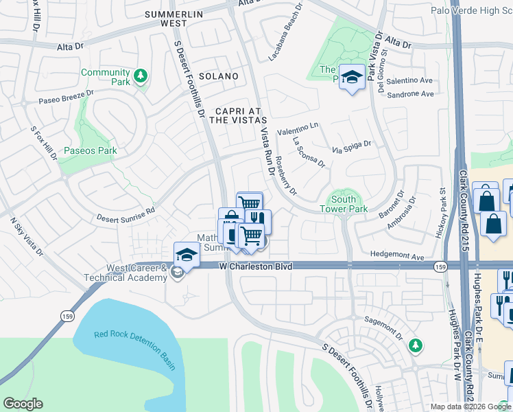 map of restaurants, bars, coffee shops, grocery stores, and more near 11636 Royal Derwent Drive in Las Vegas