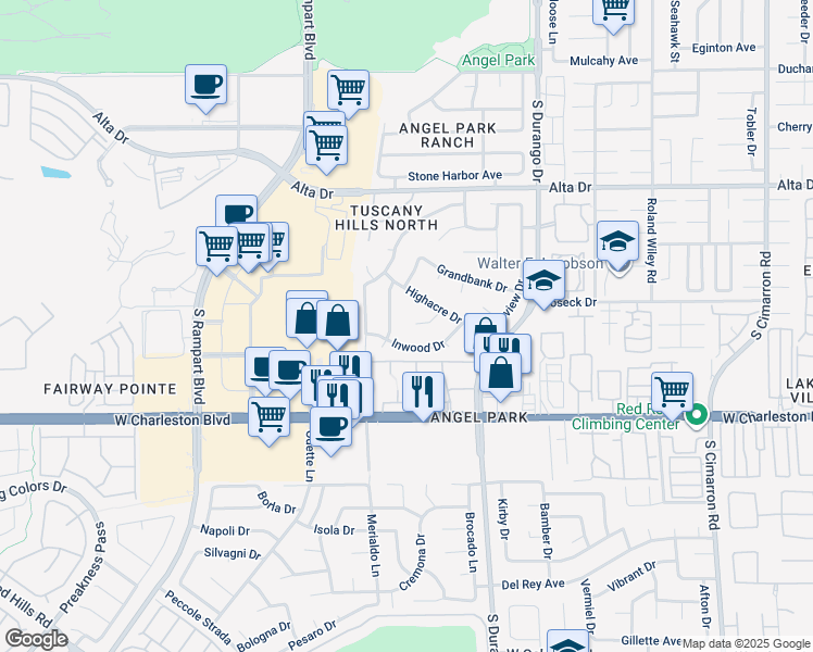 map of restaurants, bars, coffee shops, grocery stores, and more near 817 Hillgrove Court in Las Vegas