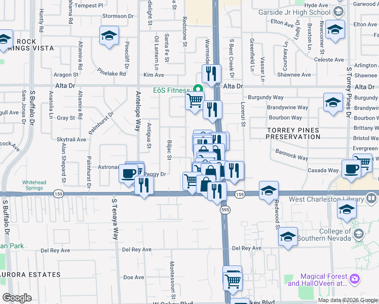map of restaurants, bars, coffee shops, grocery stores, and more near 829 Cline Street in Las Vegas