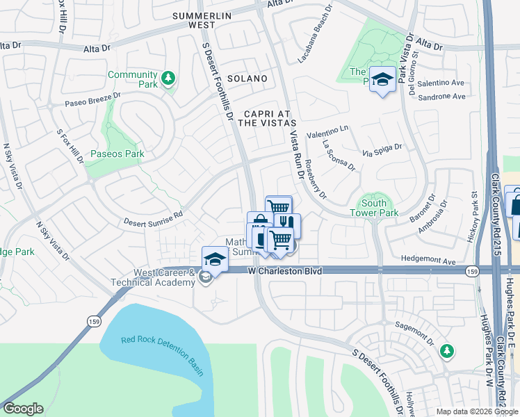 map of restaurants, bars, coffee shops, grocery stores, and more near 11734 Royal Derwent Drive in Las Vegas