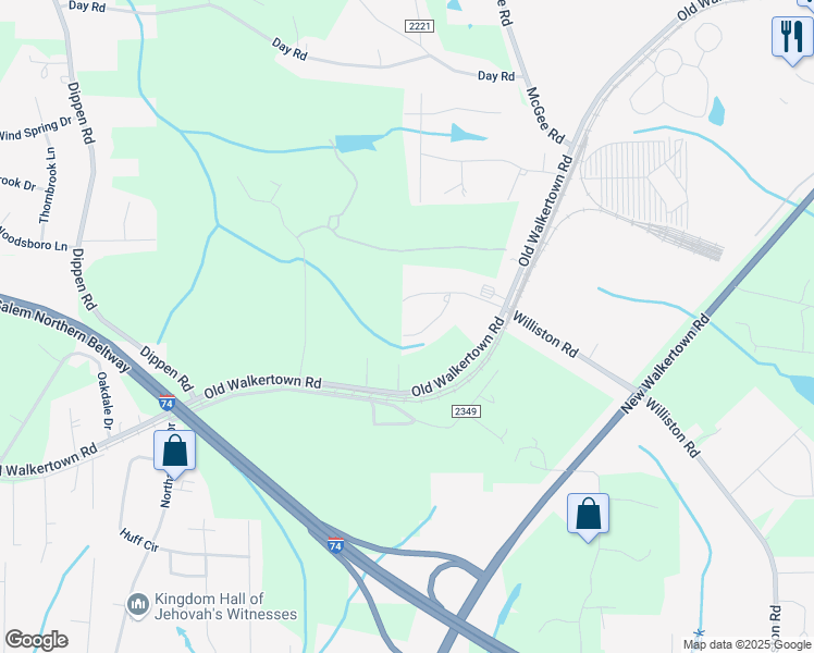 map of restaurants, bars, coffee shops, grocery stores, and more near 5425 Morris Hill Avenue in Walkertown